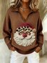 Damen Weihnachtsmann Langarm Bequem Retro Pullover