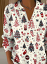 Damen Weihnachten Langarm Bequem Retro Pullover