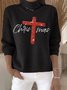 Damen Weihnachten Langarm Bequem Retro Pullover