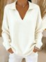 Damen Unifarben Langarm Bequem Retro Pullover