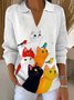 Damen Verlaufsmuster Langarm Bequem Retro Pullover