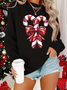 Lässig Rundhals Weihnachten Sweatshirt Print