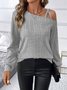 Lässig Unifarben Carmen Langarm T-Shirt