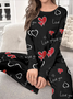 Damen Geometrisch Zweiteiliges Set Täglich Langarm Lässig Frühling/Herbst Bluse mit Hose Matching Set