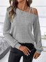 Lässig Unifarben Carmen Langarm T-Shirt