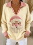 Damen Weihnachtsmann Langarm Bequem Retro Pullover