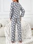 Damen Geometrisch Zweiteiliges Set Täglich Langarm Lässig Frühling/Herbst Bluse mit Hose Matching Set