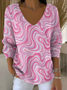 Damen Baumwolle Geometrisch Langarm Bequem Lässig Pullover