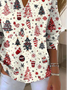 Damen Weihnachten Langarm Bequem Retro Pullover