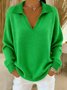 Damen Unifarben Langarm Bequem Retro Pullover
