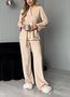 Damen Unifarben Zweiteiliges Set Täglich Langarm Lässig Frühling/Herbst Bluse mit Hose Matching Set