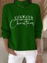 Damen Weihnachten Langarm Bequem Retro Pullover