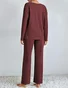 Damen Unifarben Zweiteiliges Set Täglich Langarm Lässig Frühling/Herbst Bluse mit Hose Matching Set