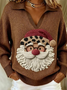 Damen Weihnachtsmann Langarm Bequem Retro Pullover