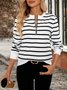 Lässig Stehkragen Gestreift Sweatshirt