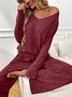 Damen Unifarben Zweiteiliges Set Täglich Langarm Lässig Frühling/Herbst Bluse mit Hose Matching Set