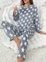 Damen Geometrisch Zweiteiliges Set Täglich Langarm Lässig Frühling/Herbst Bluse mit Hose Matching Set