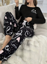 Damen Geometrisch Zweiteiliges Set Täglich Langarm Lässig Frühling/Herbst Bluse mit Hose Matching Set