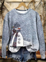 Lässig Rundhals Weihnachtsschneemann Sweatshirt Print
