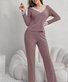 Damen Unifarben Zweiteiliges Set Täglich Langarm Lässig Frühling/Herbst Bluse mit Hose Matching Set