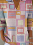 Damen Geometrisch Langarm Bequem Retro Pullover