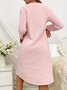 Herbst und Winter Pink Herz Flanell Langarm Verdickt Nachthemd Pullover Mittlere Länge Süß Zuhause Kleider Nachthemd