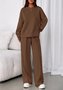 Damen Unifarben Zweiteiliges Set Täglich Langarm Lässig Frühling/Herbst Bluse mit Hose Matching Set