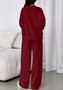Damen Unifarben Zweiteiliges Set Täglich Langarm Lässig Frühling/Herbst Bluse mit Hose Matching Set