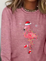 Lässig Flamingo Rundhals Langarm T-Shirt