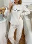 Herbst und Winter Warm Schnee Getreide Vlies Pullover Langarm Hose Passen Zuhause Freizeit gut schlafen Zweiteiliges Passen