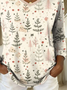 Lässig Weihnachten V-Ausschnitt Langarm T-Shirt