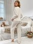 Herbst und Winter Warm Schnee Getreide Vlies Pullover Langarm Hose Passen Zuhause Freizeit gut schlafen Zweiteiliges Passen