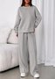 Damen Unifarben Zweiteiliges Set Täglich Langarm Lässig Frühling/Herbst Bluse mit Hose Matching Set