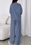 Damen Unifarben Zweiteiliges Set Täglich Langarm Lässig Frühling/Herbst Bluse mit Hose Matching Set