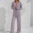 Herbst und Winter Warm Helllila Gestrickt V-Ausschnitt Knopf Strickjacke Gerippt Langarm Hose Zuhause gut schlafen Zweiteiliges Set