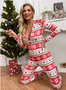 Damen Weihnachten V-Ausschnitt Langarm Lässig Frühling/Herbst Jumpsuit