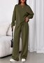 Damen Unifarben Zweiteiliges Set Täglich Langarm Lässig Frühling/Herbst Bluse mit Hose Matching Set