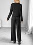 Damen Unifarben Zweiteiliges Set Täglich Langarm Lässig Frühling/Herbst Bluse mit Hose Matching Set