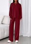 Damen Unifarben Zweiteiliges Set Täglich Langarm Lässig Frühling/Herbst Bluse mit Hose Matching Set