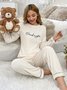 Herbst und Winter Warm Schnee Getreide Vlies Pullover Langarm Hose Passen Zuhause Freizeit gut schlafen Zweiteiliges Passen