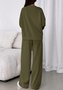 Damen Unifarben Zweiteiliges Set Täglich Langarm Lässig Frühling/Herbst Bluse mit Hose Matching Set