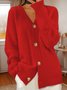 Damen Unifarben Langarm Bequem Lässig Strickjacke