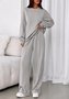 Damen Unifarben Zweiteiliges Set Täglich Langarm Lässig Frühling/Herbst Bluse mit Hose Matching Set