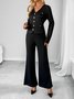 Damen Unifarben Zweiteiliges Set Täglich Langarm Lässig Frühling/Herbst Bluse mit Hose Matching Set