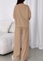 Damen Unifarben Zweiteiliges Set Täglich Langarm Lässig Frühling/Herbst Bluse mit Hose Matching Set