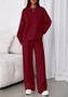 Damen Unifarben Zweiteiliges Set Täglich Langarm Lässig Frühling/Herbst Bluse mit Hose Matching Set