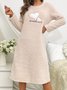 Herbst und Winter Pink Herz Flanell Langarm Verdickt Nachthemd Pullover Mittlere Länge Süß Zuhause Kleider Nachthemd