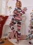 Damen Weihnachten V-Ausschnitt Langarm Lässig Frühling/Herbst Jumpsuit