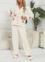 Damen Unifarben Zweiteiliges Set Täglich Langarm Lässig Frühling/Herbst Bluse mit Hose Matching Set