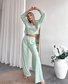 Damen Unifarben Zweiteiliges Set Täglich Langarm Lässig Frühling/Herbst Bluse mit Hose Matching Set
